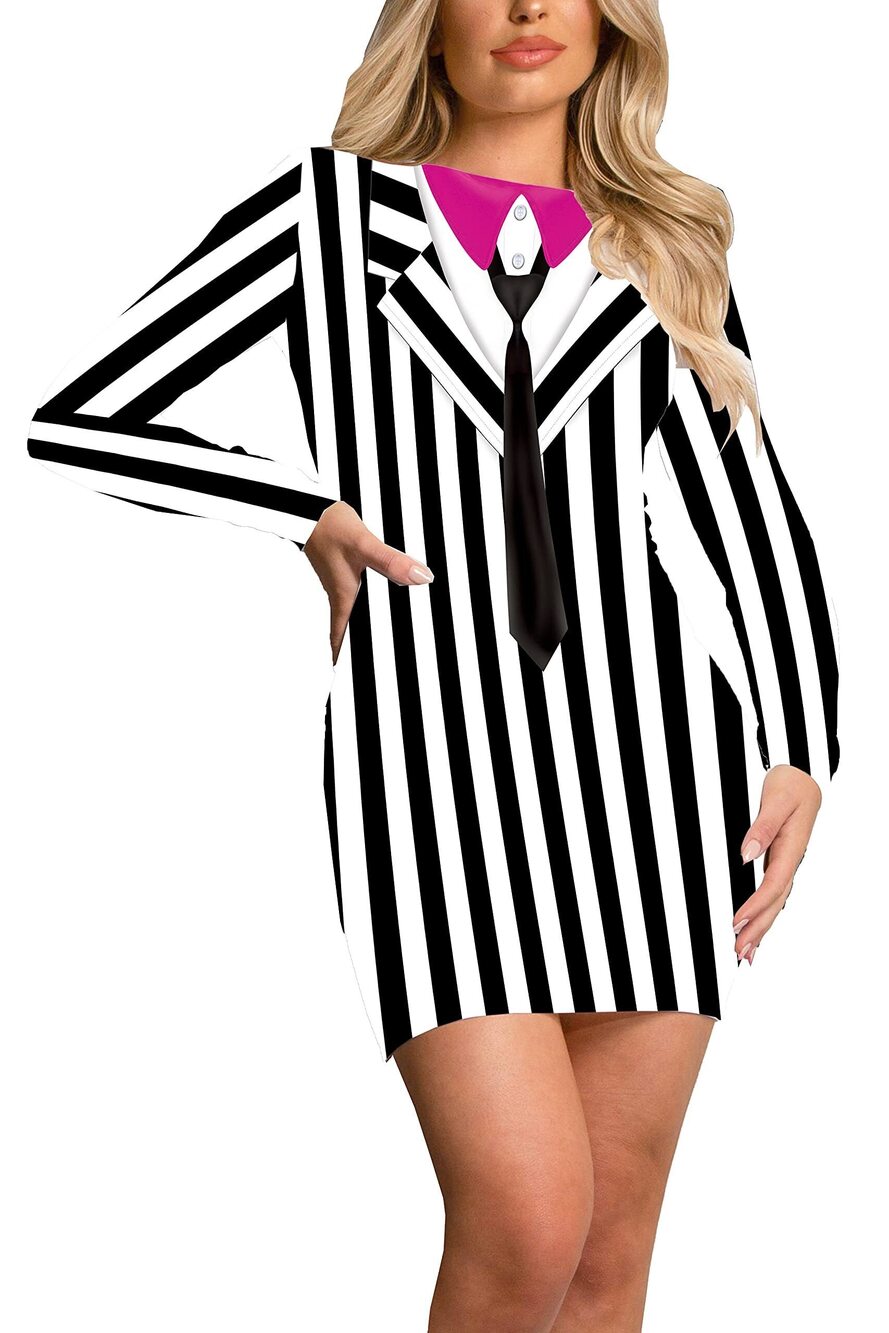 5123 Halloween Dresses Beetlejuice Costumes Deluxe Black White Vertical